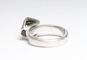 18ct Fairtrade gold with custom cut sapphire by Zoe Pook Jewellery
