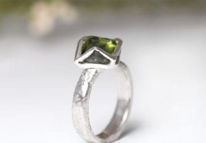 18ct Fairtrade gold with custom cut sapphire by Zoe Pook Jewellery