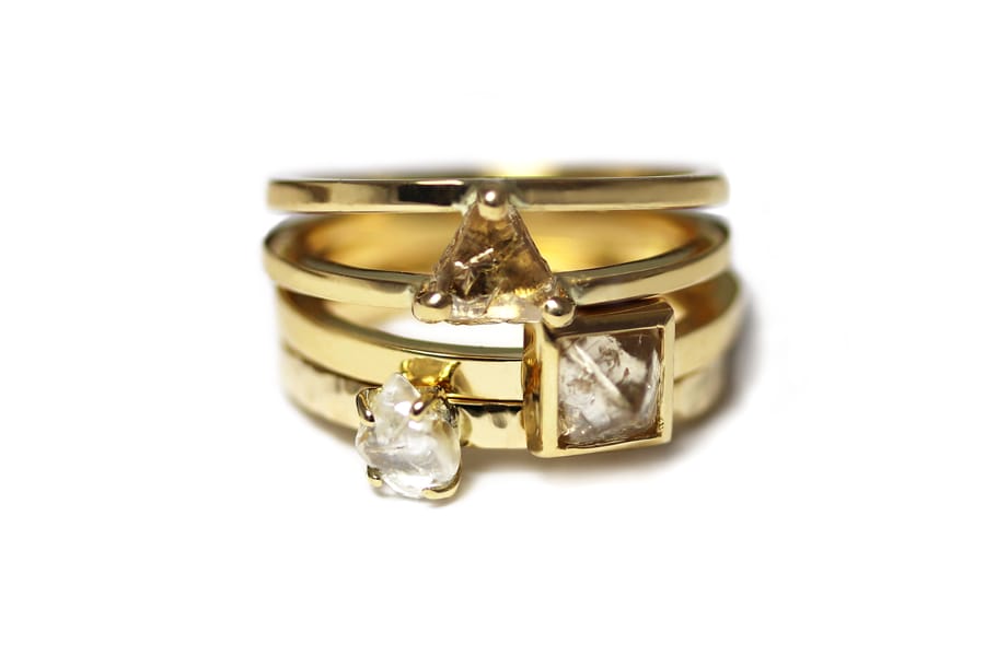 18ct gold with rough diamonds