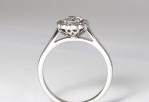 18ct Fairtrade white gold with diamonds and bespoke setting by Zoe Pook Jewellery