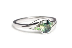 Parti sapphire with tsavorite and diamonds