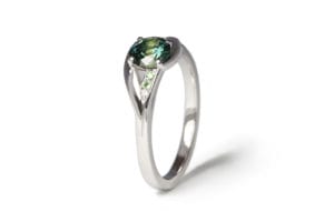 Parti sapphire with tsavorite and diamonds