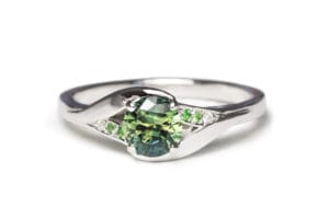 Parti sapphire with tsavorite and diamonds