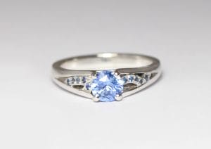 18ct Fairtrade white gold with sapphires