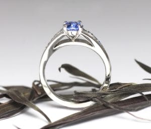 18ct Fairtrade white gold with sapphires