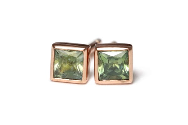 sapphire rose gold studs