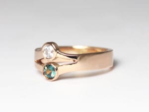 18ct Fairtrade gold with diamond and alexandrite