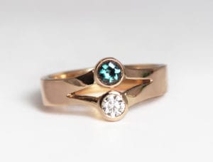 18ct Fairtrade gold with diamond and alexandrite