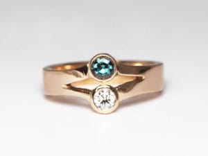 18ct Fairtrade gold with diamond and alexandrite