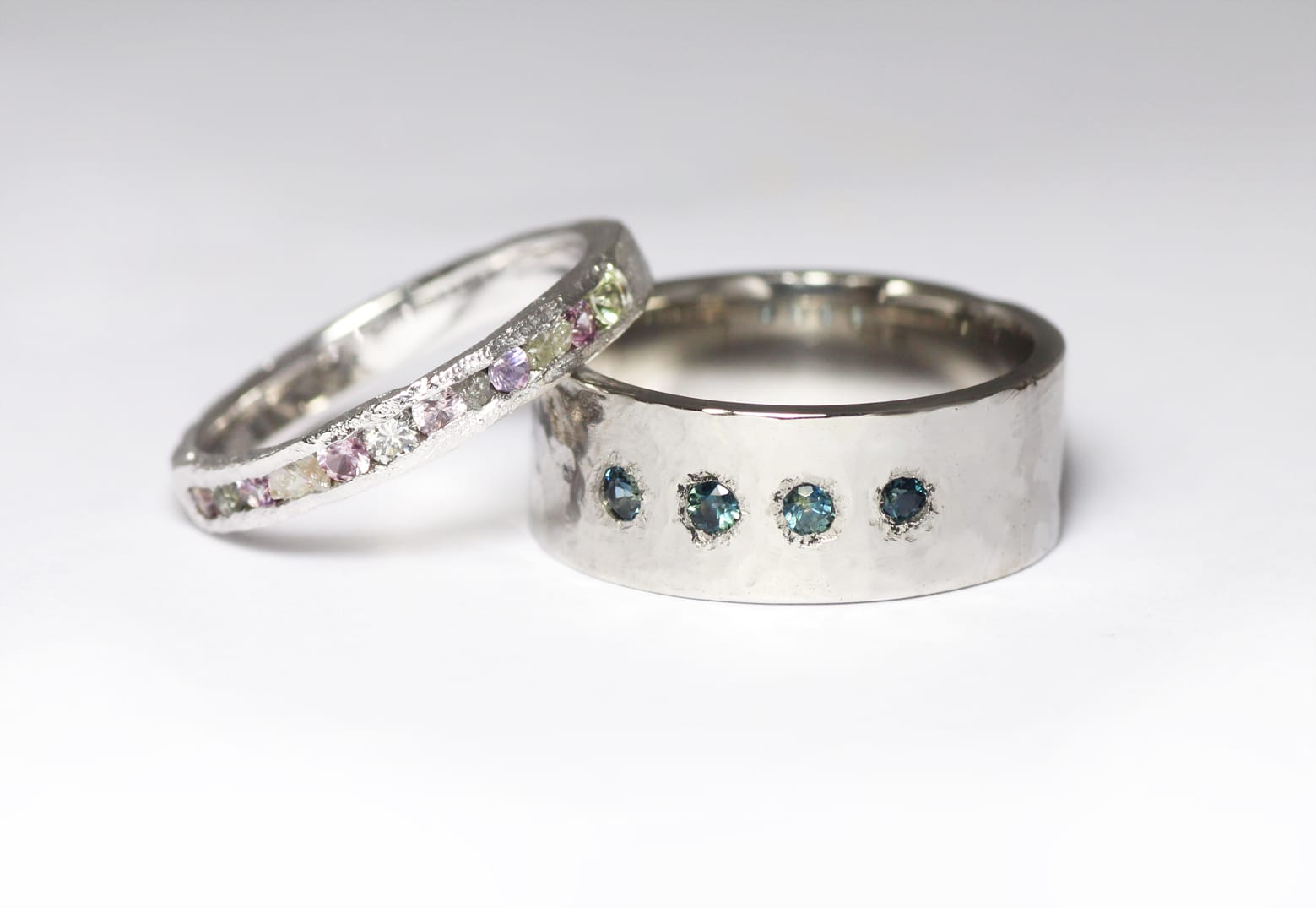 platinum wedding bands diamonds and sapphires