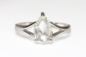 18ct Fairmined white gold with rose cut diamond
