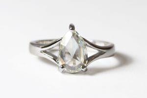 18ct Fairmined white gold with rose cut diamond
