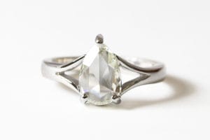 18ct Fairmined white gold with rose cut diamond