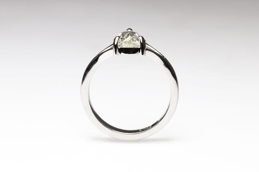 18ct Fairmined white gold with rose cut diamond