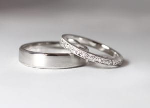 18ct Fairtrade white gold with diamonds and millgrain by Zoe Pook Jewellery
