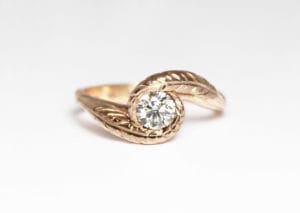 18ct Fairtrade rose gold bespoke design with diamond