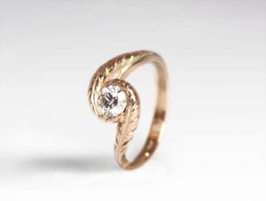 18ct Fairtrade rose gold bespoke design with diamond