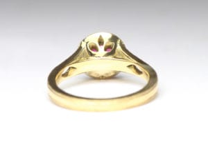 Ruby and diamonds in 18ct Fairtrade gold