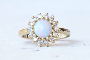18ct gold with opal and diamonds
