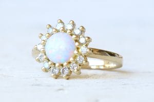 18ct gold with opal and diamonds