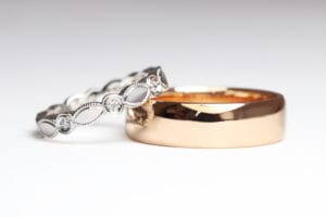 18t Fairtrade white gold with diamonds