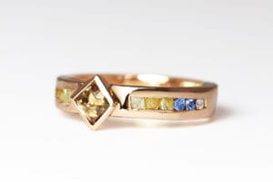 18ct Fairtrade rose gold diamonds and sapphires