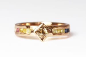 18ct Fairtrade rose gold diamonds and sapphires