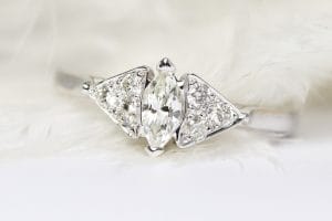 Recycled white gold with vintage diamonds