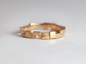 18ct Fairtrade rose gold block design Zoe Pook Jewellery