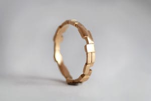 18ct Fairtrade rose gold block design Zoe Pook Jewellery