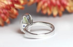 18ct Fairtrade white gold with opal and hidden sapphires