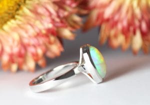 18ct Fairtrade white gold with opal and hidden sapphires by Zoe Pook Jewellery