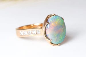Australian Opal in 18ct Fairtrade rose gold with diamonds