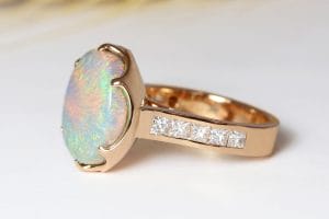 Australian Opal in 18ct Fairtrade rose gold with diamonds