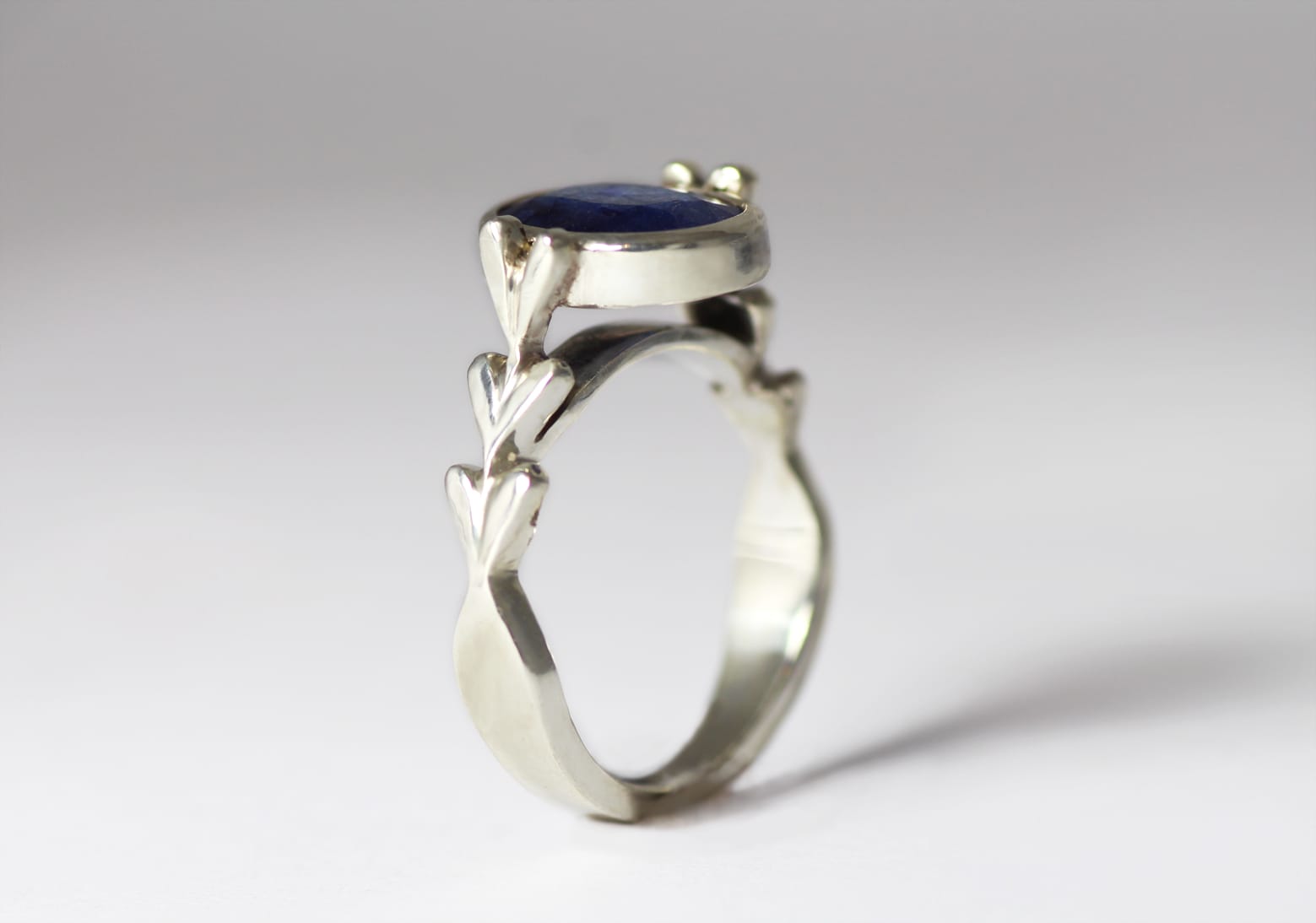 Recycled silver and sapphire ring by Zoe Pook Jewellery