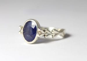 Recycled silver and sapphire ring by Zoe Pook Jewellery