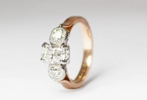 18ct rose gold with diamonds