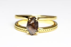 18ct yellow gold with rough diamond