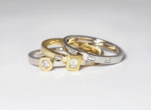 Recycled gold, sapphire and diamonds
