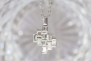 18ct Fairtrade white gold with diamonds