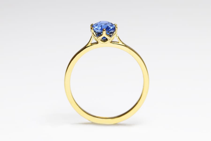 18ct Fairmined yellow gold with ceylon sapphire