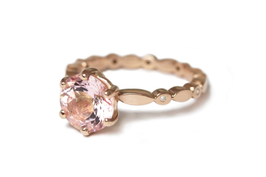 Recycled gold, morganite and diamonds