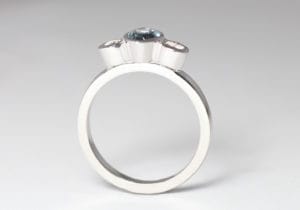 18ct Fairtrade gold with sapphire and diamonds by Zoe Pook Jewellery