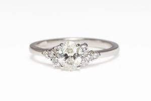 18ct Fairtrade white gold with diamonds