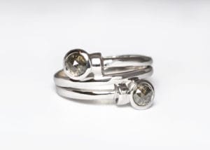 18ct Fairtrade white gold with salt and pepper diamonds