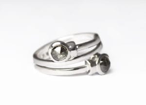 18ct Fairtrade white gold with salt and pepper diamonds