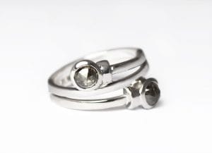 18ct Fairtrade white gold with salt and pepper diamonds