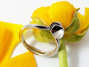 18ct Fairtrade white gold in bespoke lily design by Zoe Pook Jewellery