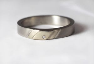 Two tone wedding band with diamond by Zoe Pook Jewellery