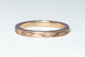 18ct Fairtrade rose gold with engraving and diamonds